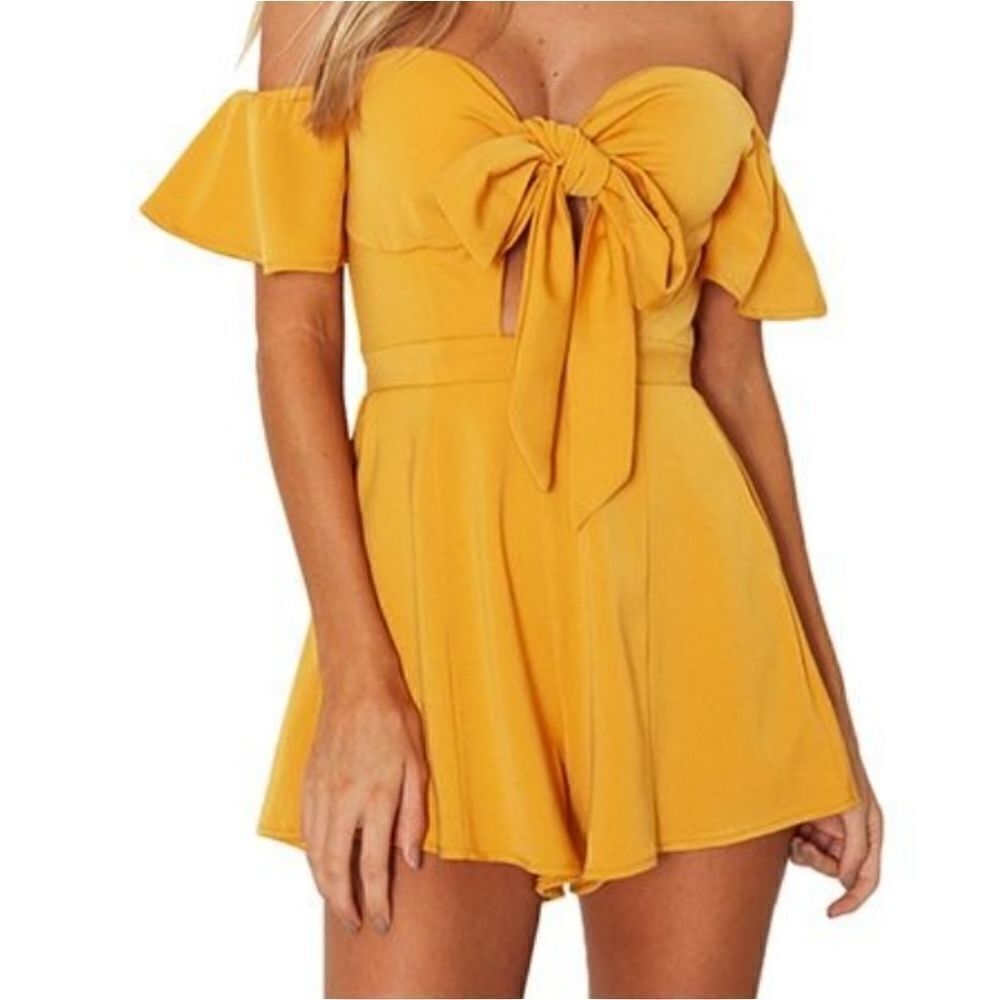 Runaway tie front romper